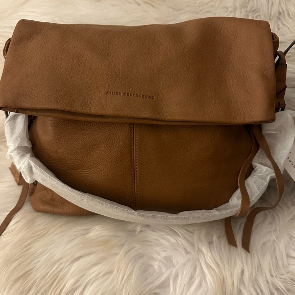 Aimee Kestenberg Cognac Leather Logo Detail